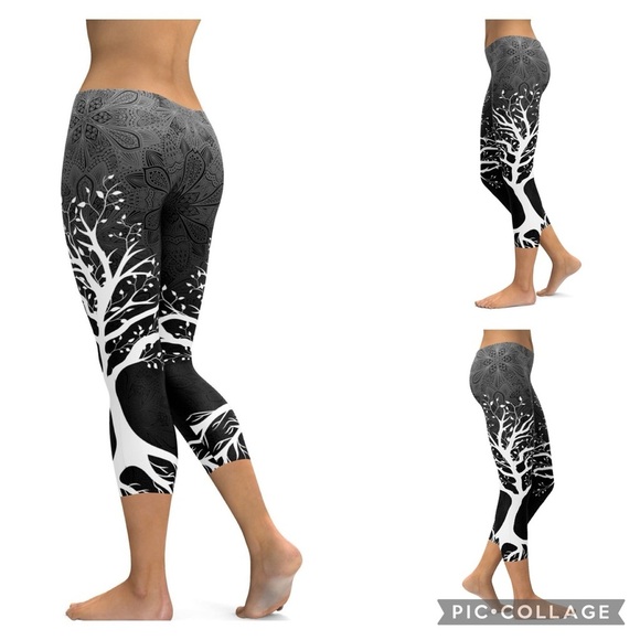 Gearbunch Dark Tree of Life Capri Athleisure Leggings Size Medium - Picture 2 of 12